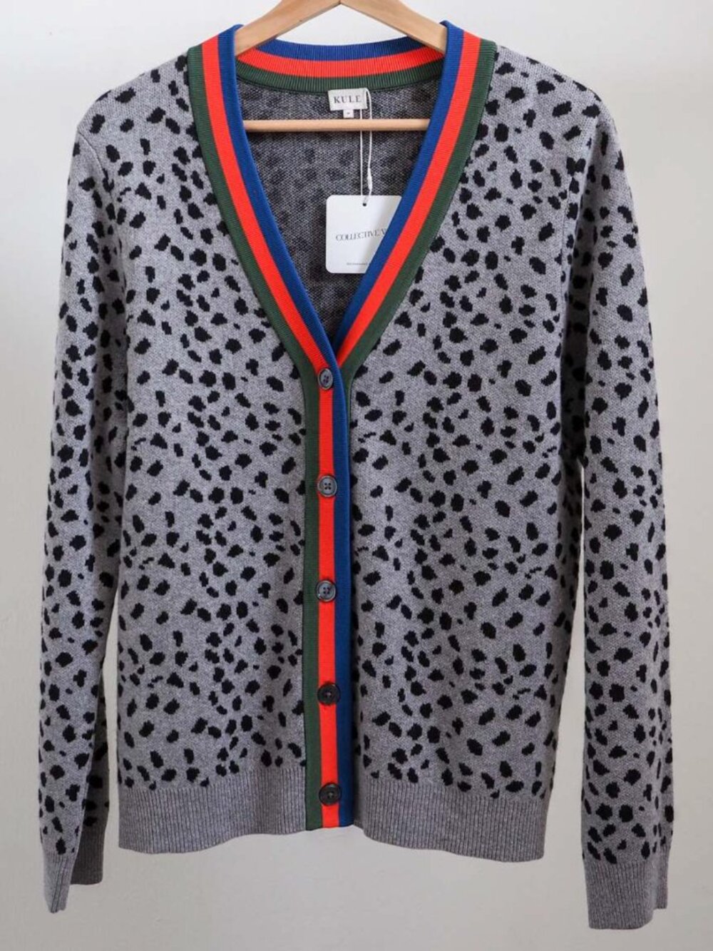 Kule Animal Print Grey Cardigan Size M